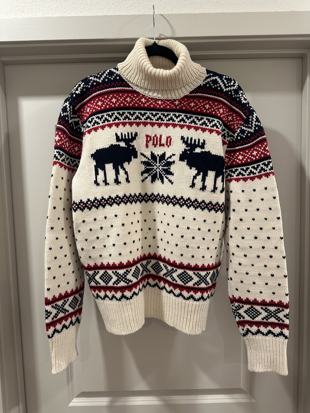 Ralph Lauren Cream, Navy & Red Fair Isle Turtleneck Sweater 2014 Olympics